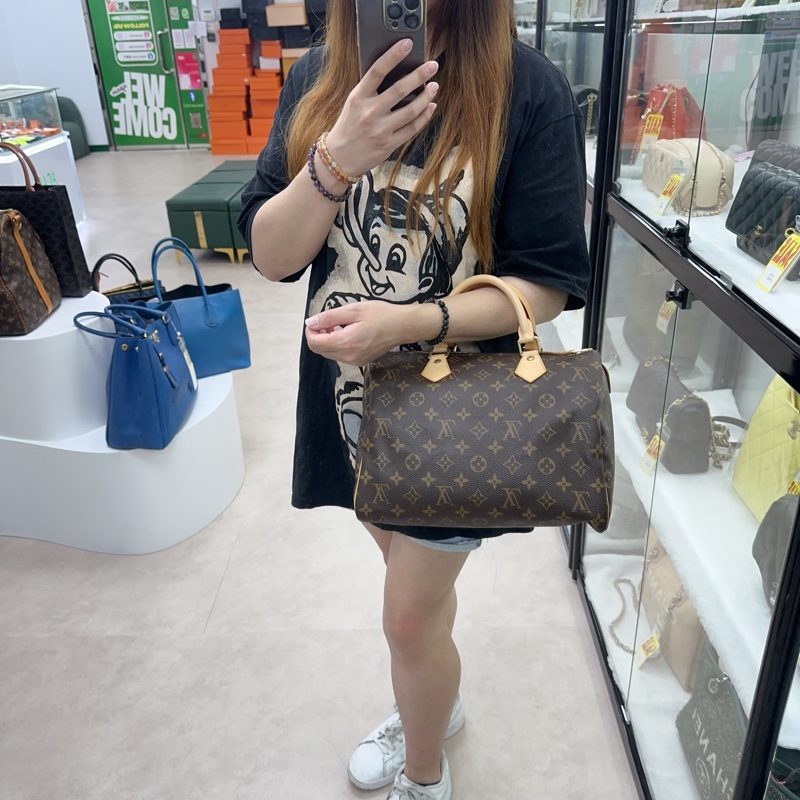 LV Speedy 30 經典啡色老花 手提包-1