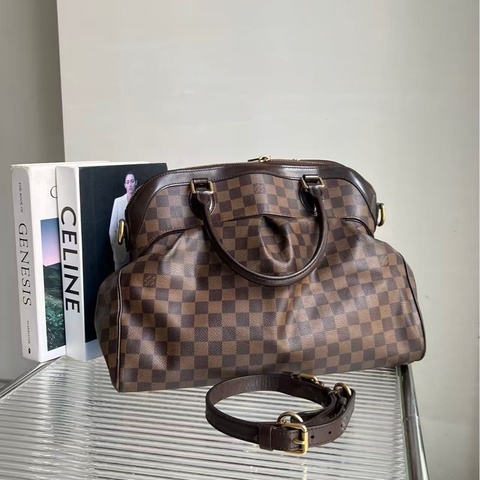 🔥新到：98新LV / 路易威登Trevi棕色棋盤格葫蘆包 大號， 尺寸：39*29