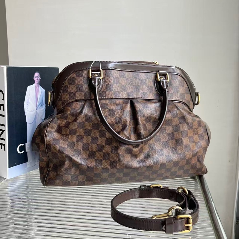 🔥新到：98新LV / 路易威登Trevi棕色棋盤格葫蘆包 大號， 尺寸：39*29-1