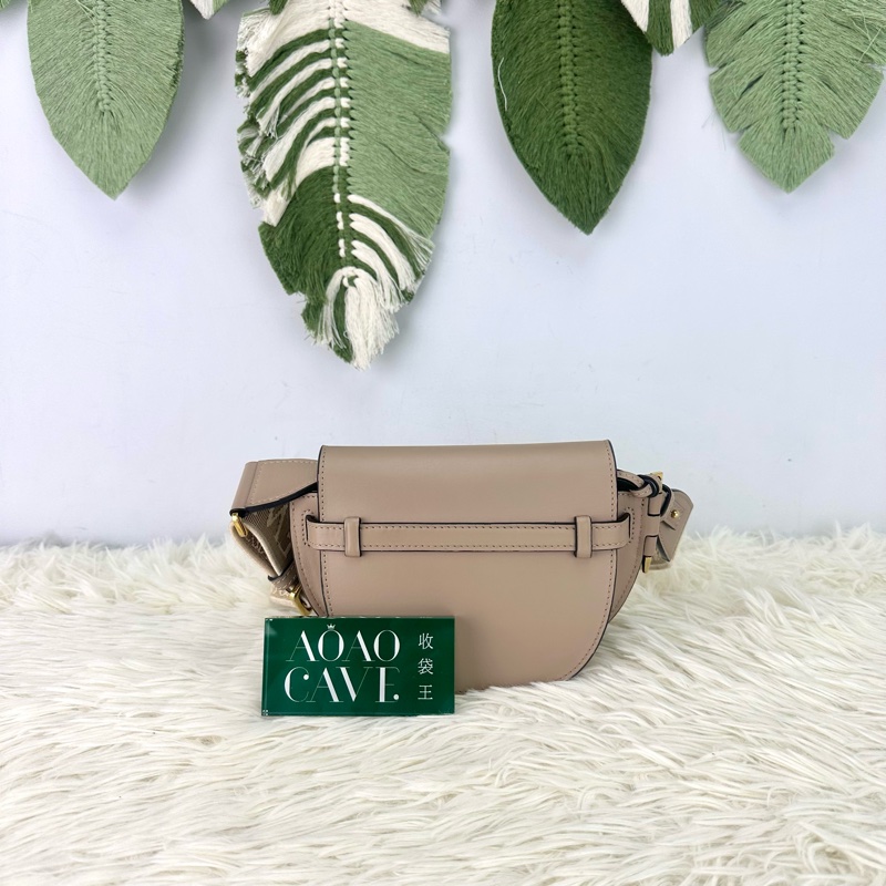 LOEWE Mini Gate 杏色馬鞍包 斜肩包-4