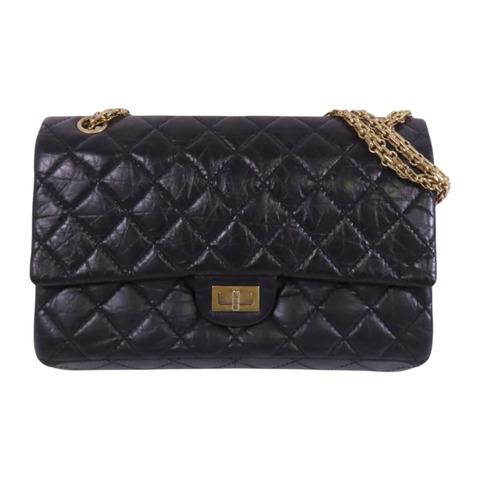 CHANEL 牛皮皮革2.55 28cm金扣鏈帶肩背袋