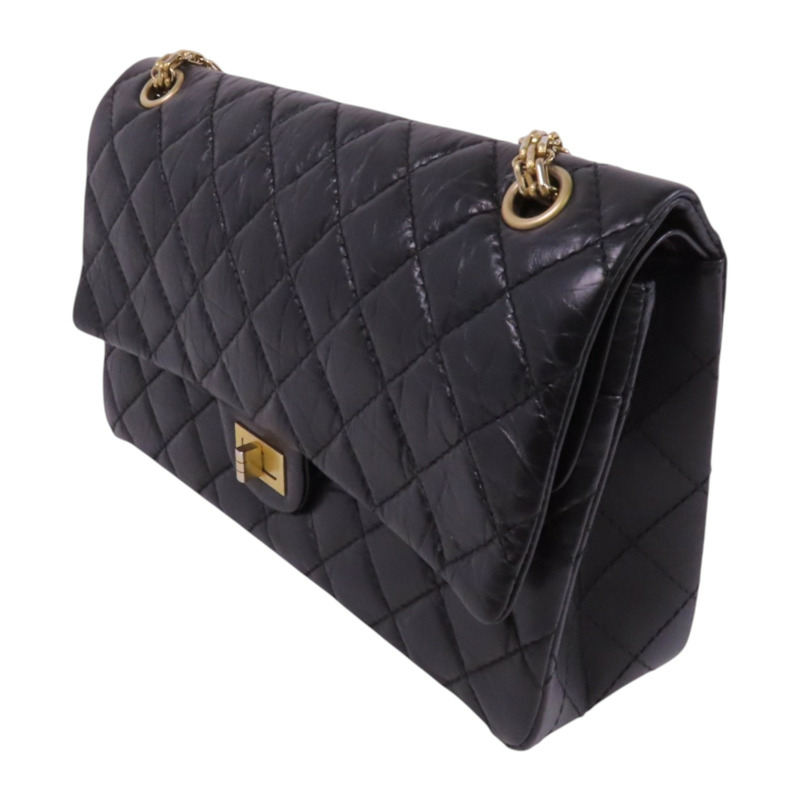 CHANEL 牛皮皮革2.55 28cm金扣鏈帶肩背袋-2