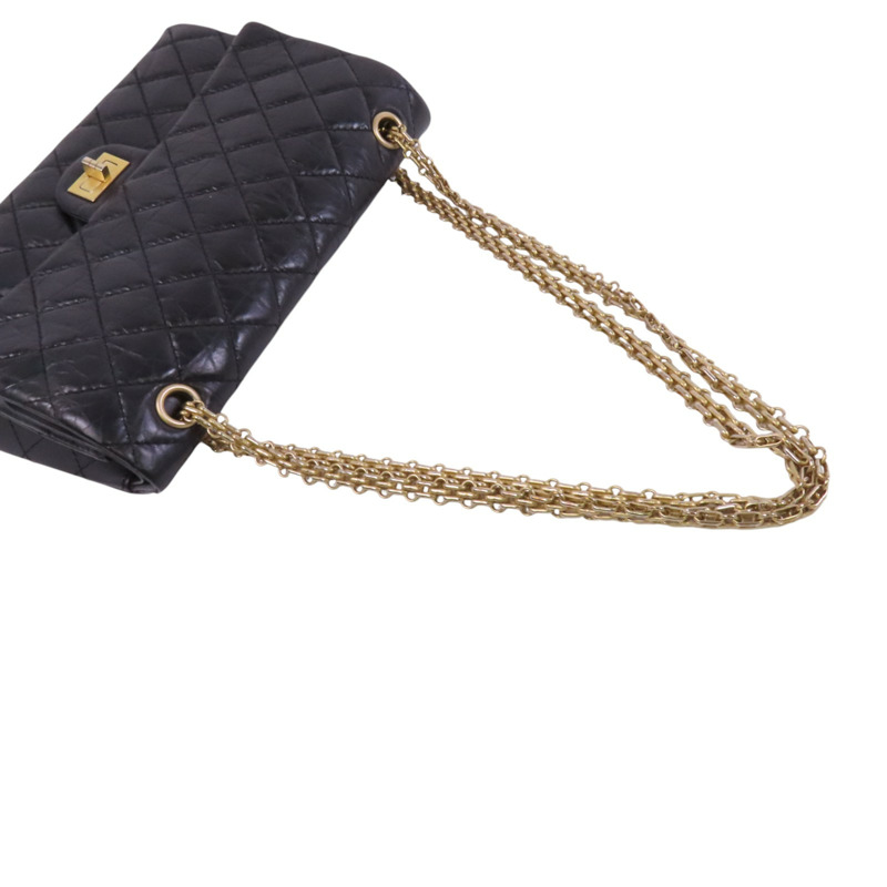 CHANEL 牛皮皮革2.55 28cm金扣鏈帶肩背袋-7