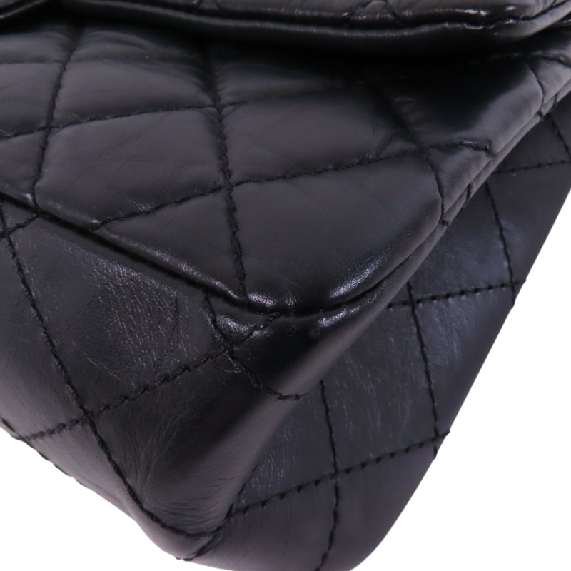 CHANEL 牛皮皮革2.55 28cm金扣鏈帶肩背袋-11