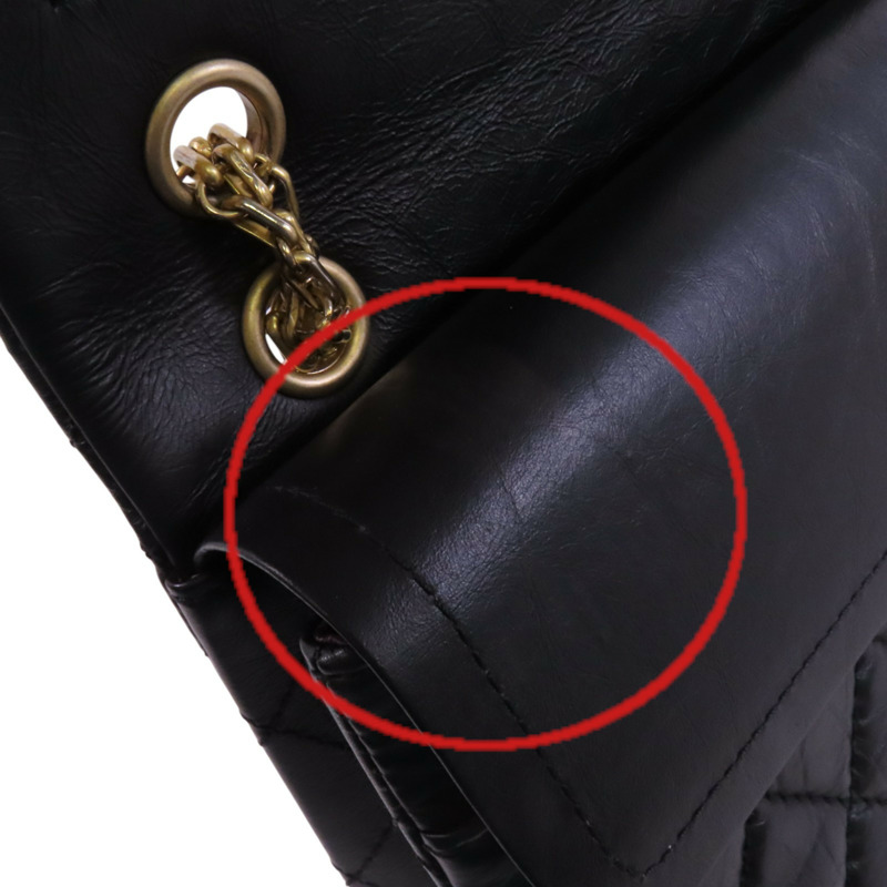 CHANEL 牛皮皮革2.55 28cm金扣鏈帶肩背袋-17