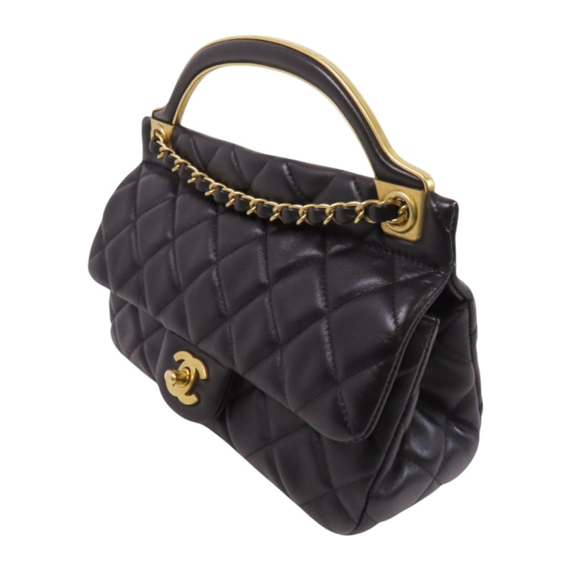 CHANEL 羊皮皮革Lady Handle金扣手挽肩背兩用袋-2