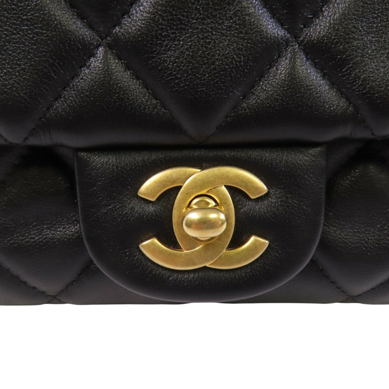 CHANEL 羊皮皮革Lady Handle金扣手挽肩背兩用袋-14