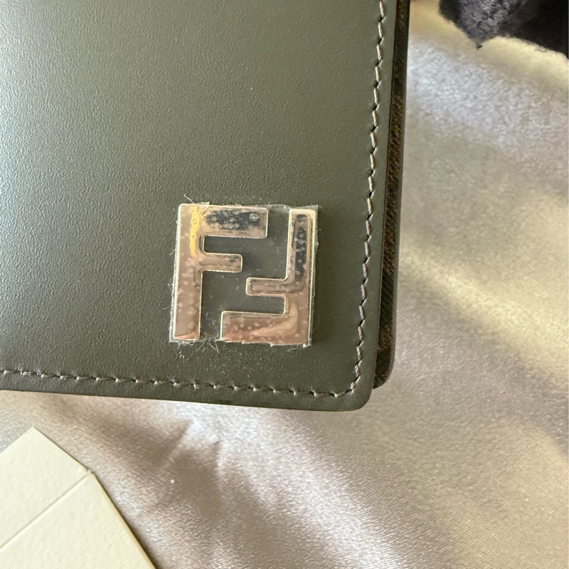 FF Logo 小牛皮及塗層帆布二折卡片夾/名片夾(軍綠色)-6