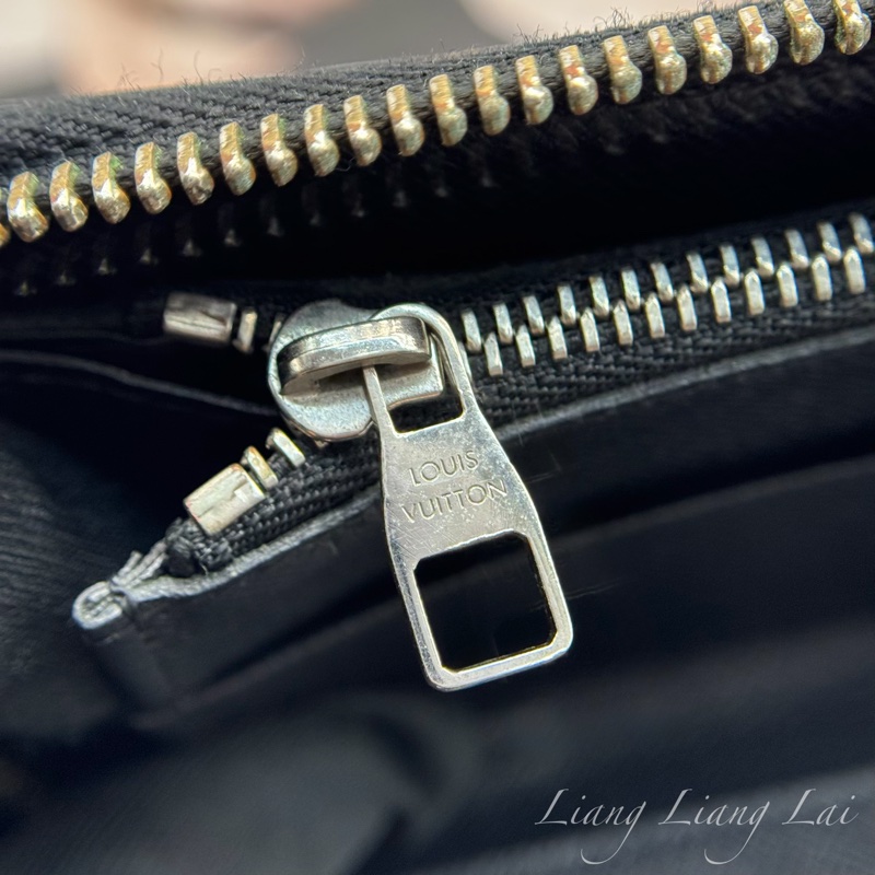 LOUIS VUITTON LV Damier Graphite 拉鍊黑色長夾-8