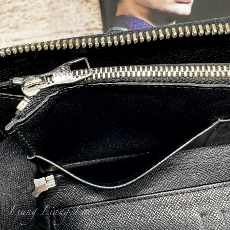 LOUIS VUITTON LV Damier Graphite 拉鍊黑色長夾-9