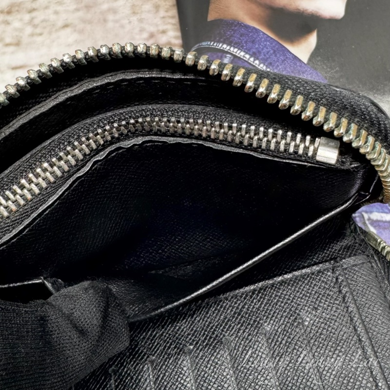 LOUIS VUITTON LV Damier Graphite 拉鍊黑色長夾-10