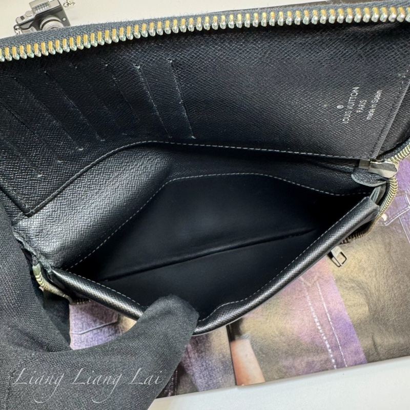 LOUIS VUITTON LV Damier Graphite 拉鍊黑色長夾-11