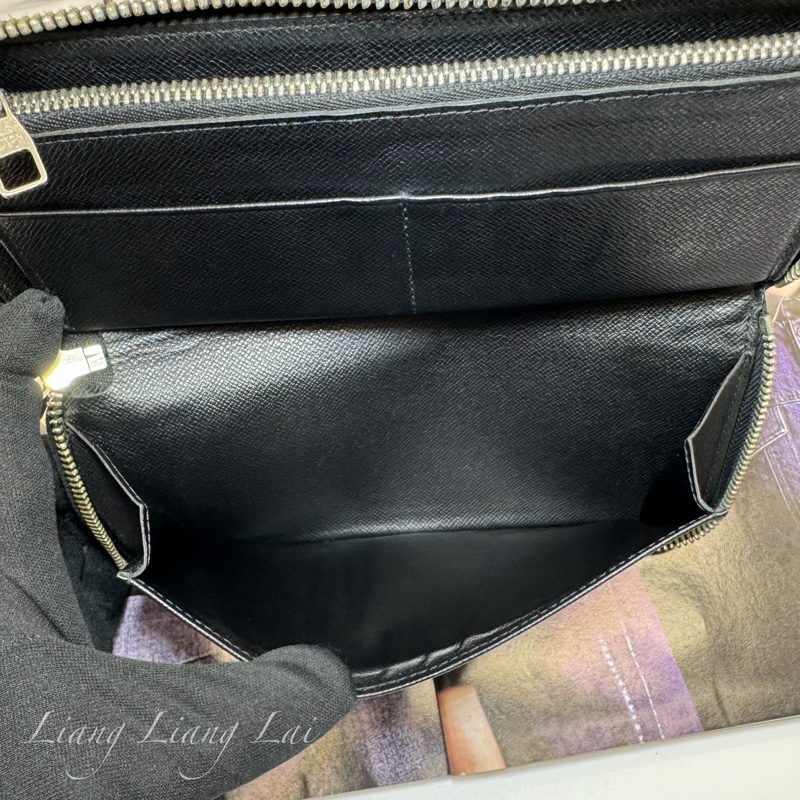 LOUIS VUITTON LV Damier Graphite 拉鍊黑色長夾-12