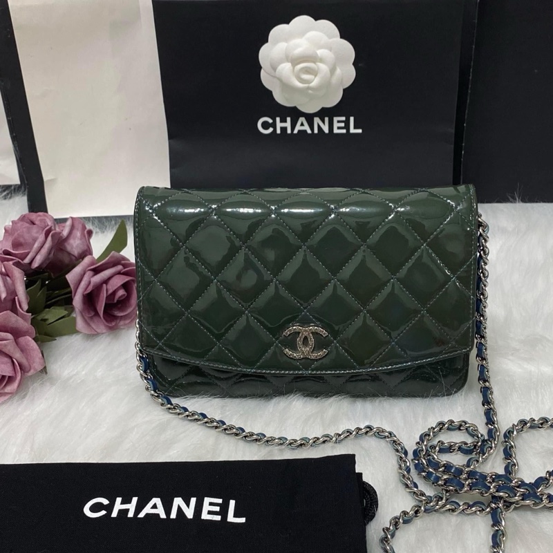 Chanel墨綠漆皮WOC-9