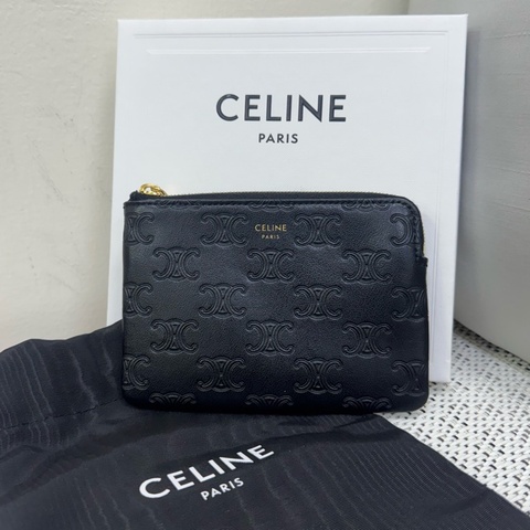 Celine 壓紋黑色零錢包