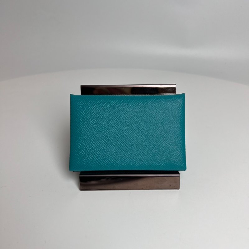 HERMES X刻 湖水綠CALVI卡包-1