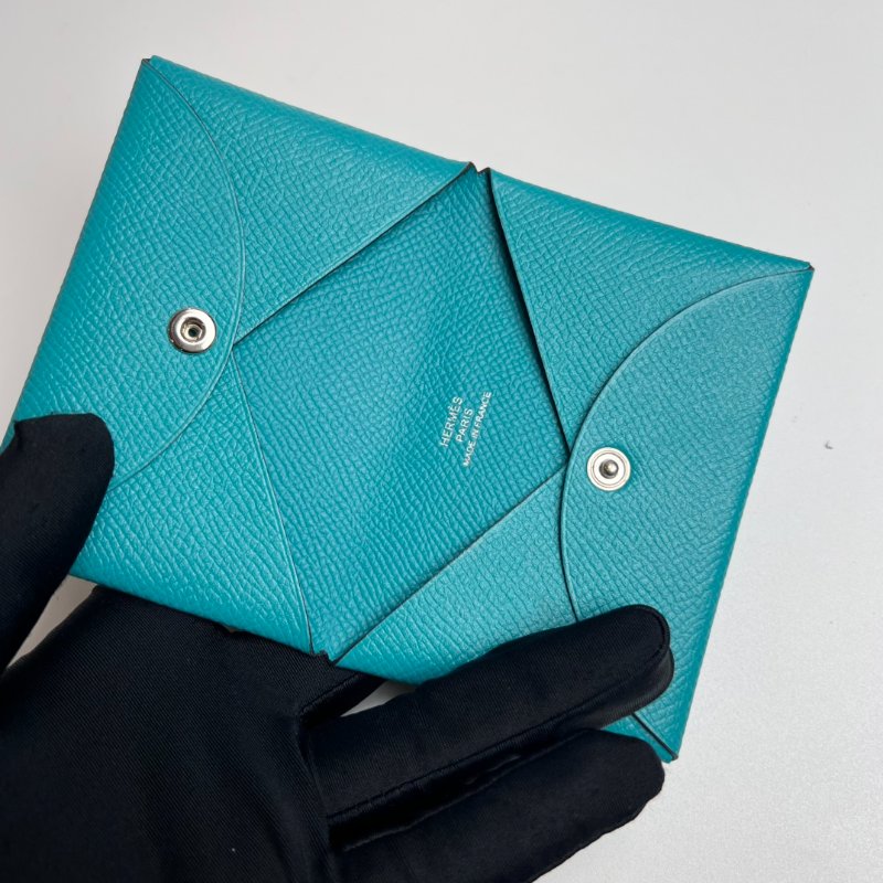 HERMES X刻 湖水綠CALVI卡包-4