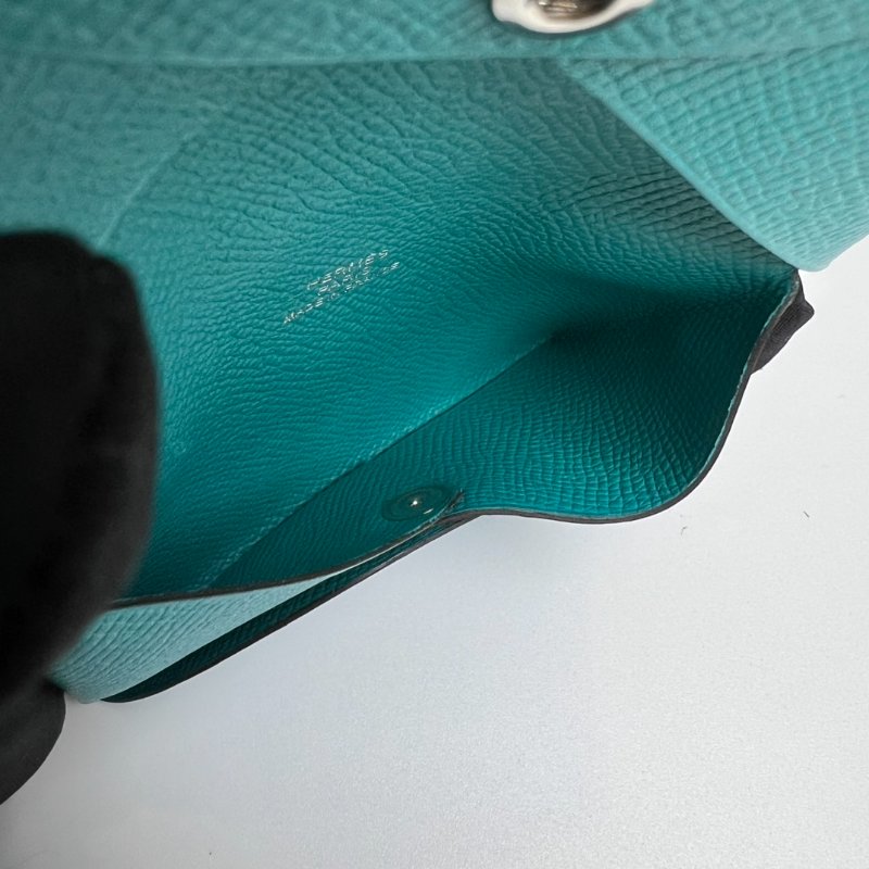 HERMES X刻 湖水綠CALVI卡包-6