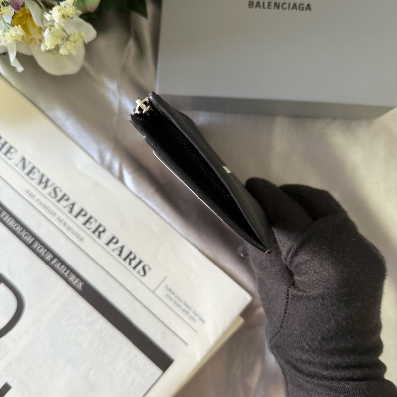 經典Logo牛皮拉鍊零錢/卡夾包(黑色)-2