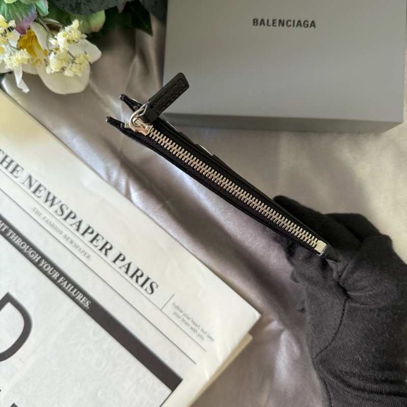 經典Logo牛皮拉鍊零錢/卡夾包(黑色)-5