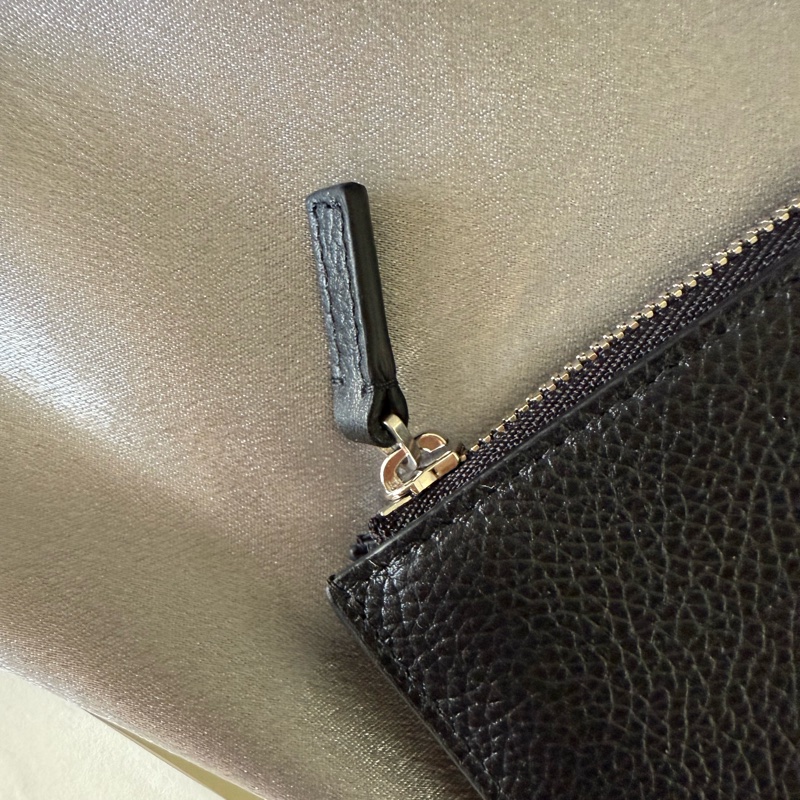 經典Logo牛皮拉鍊零錢/卡夾包(黑色)-7