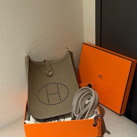 Hermes Mini Evelyne 16 大象灰金釦