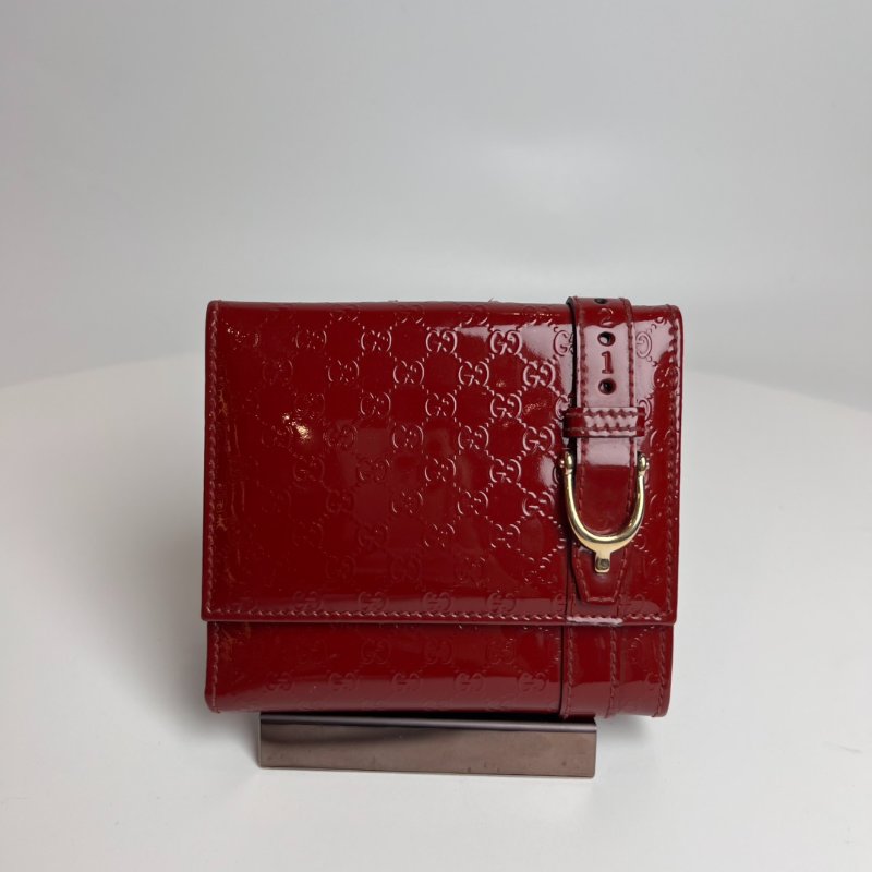 GUCCI 309755 紅漆皮對開短夾-0