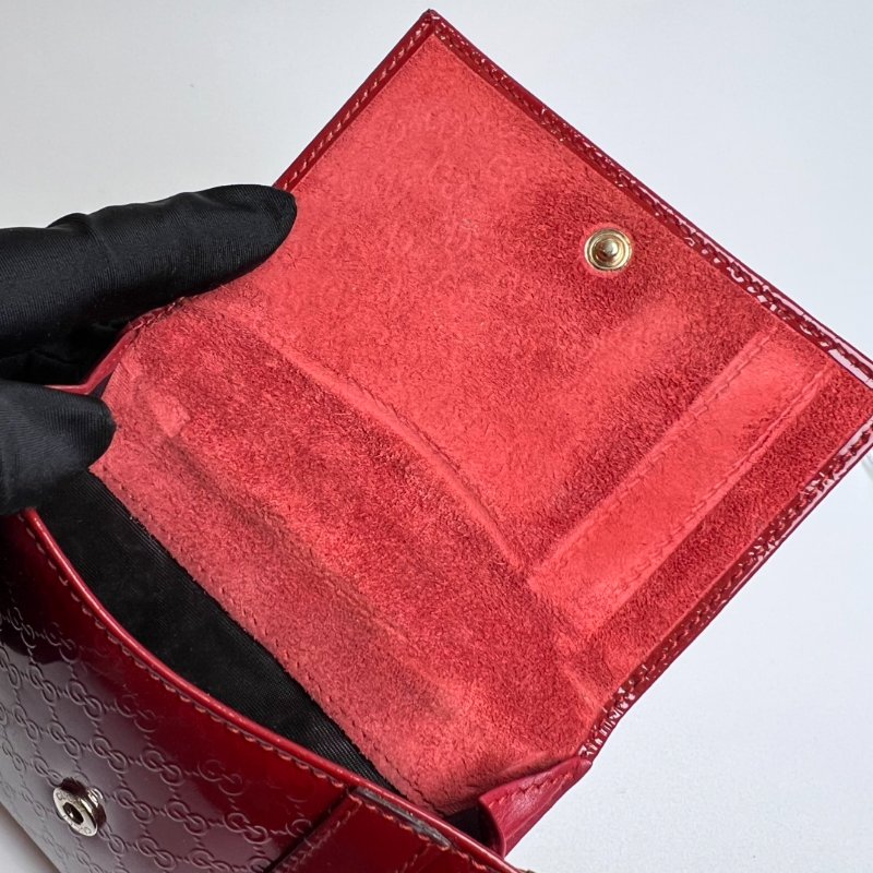 GUCCI 309755 紅漆皮對開短夾-7