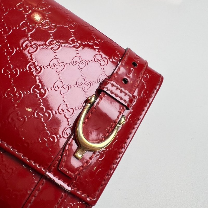 GUCCI 309755 紅漆皮對開短夾-8