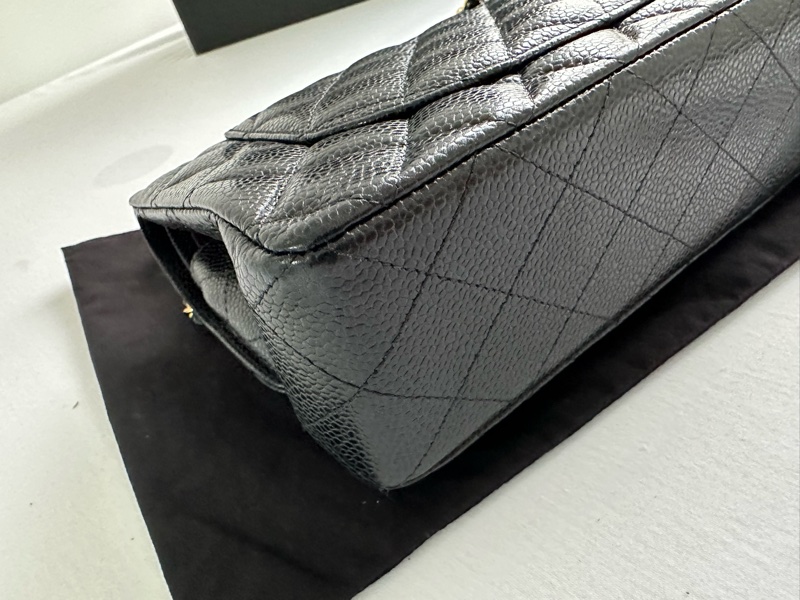 Chanel 香奈兒 CF小號 黑金牛皮 荔枝紋30開 有卡 帶防塵袋-14