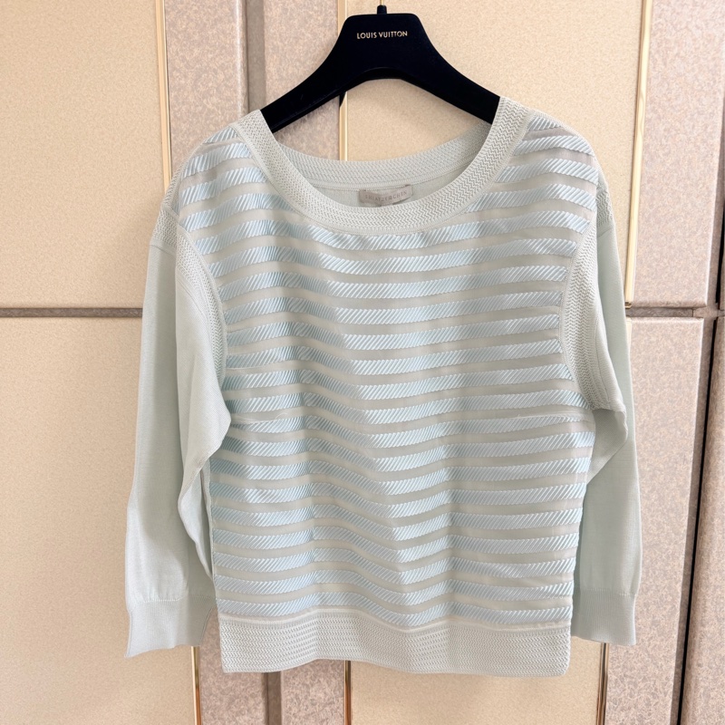 7）全新Shiatzy Chen夏姿灰綠色絲質拼接上衣 40號 原價16800-8