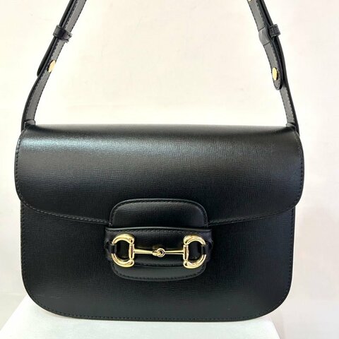 GUCCI黑牛皮金釦1955側背包