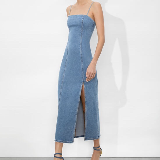 7)全新Alice+Olivia正品牛仔開叉長洋 14號 M-L可穿-1