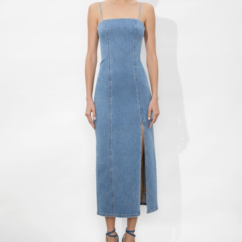 7)全新Alice+Olivia正品牛仔開叉長洋 14號 M-L可穿-2