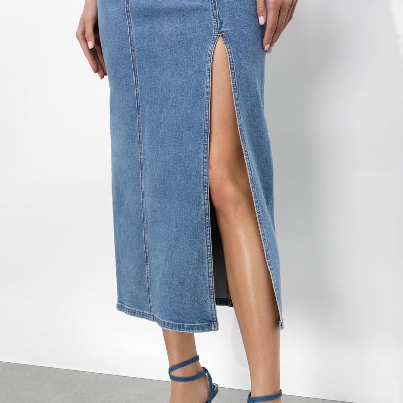 7)全新Alice+Olivia正品牛仔開叉長洋 14號 M-L可穿-3