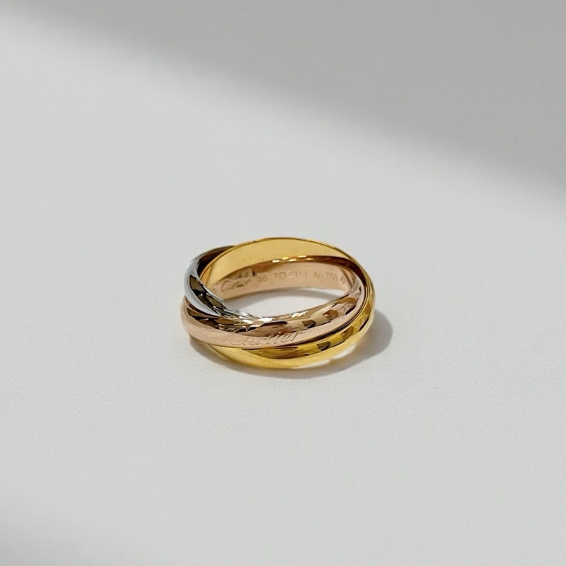 莉亞精品♡Cartier卡地亞18k三環戒 56號 二手-0