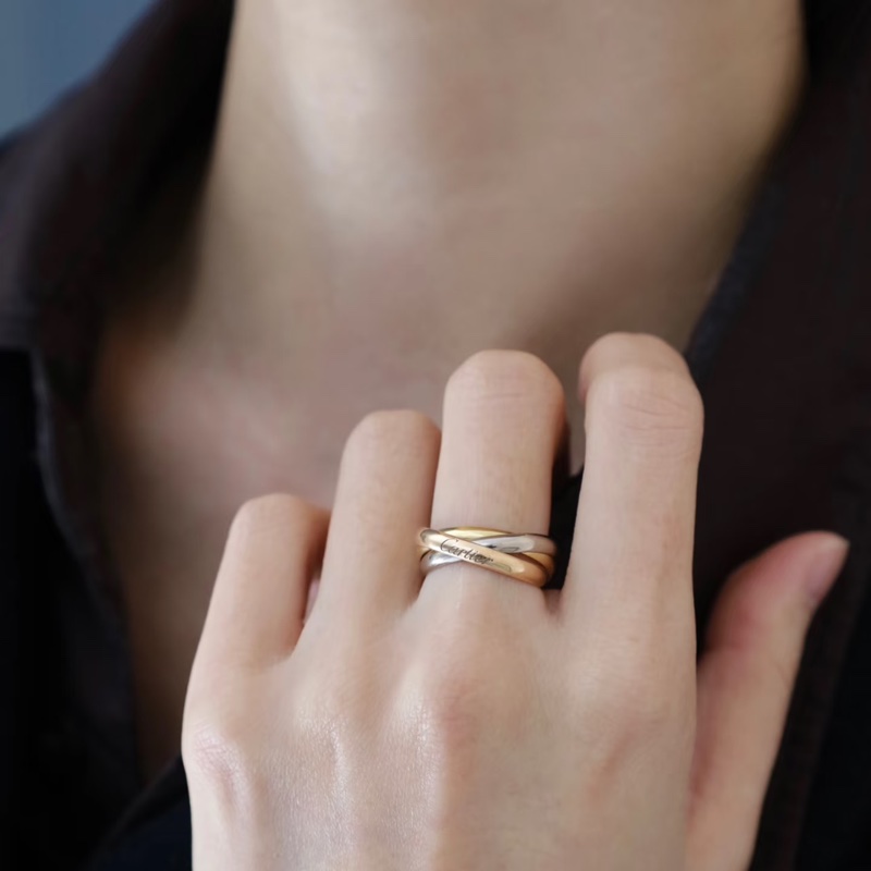 莉亞精品♡Cartier卡地亞18k三環戒 56號 二手-1