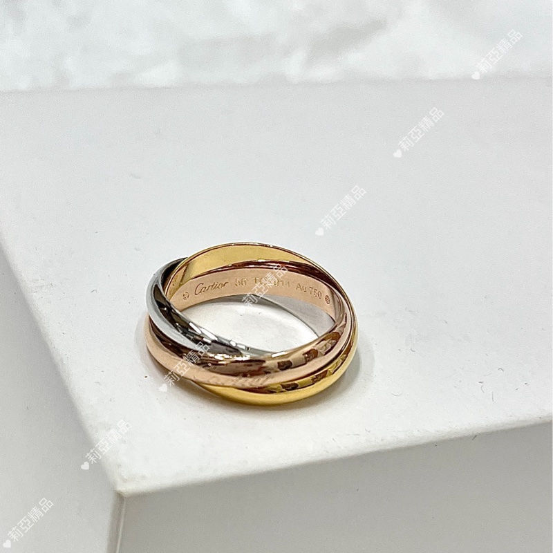 莉亞精品♡Cartier卡地亞18k三環戒 56號 二手-3