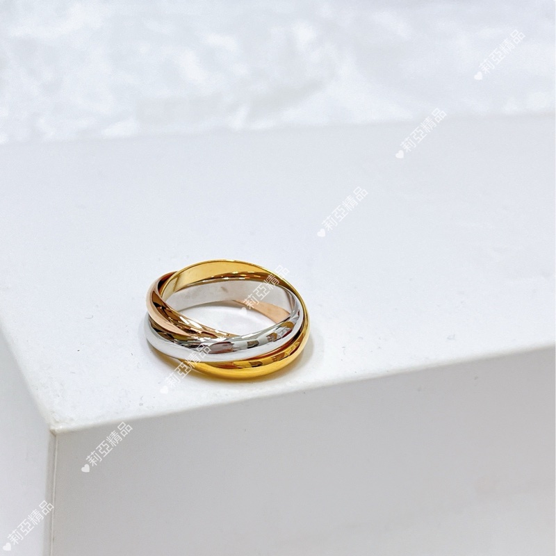 莉亞精品♡Cartier卡地亞18k三環戒 56號 二手-5