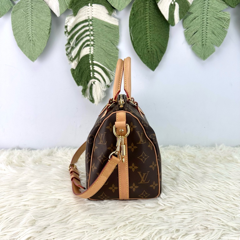 LV Speedy 25 啡色老花晶片款 手提單肩斜肩包-3