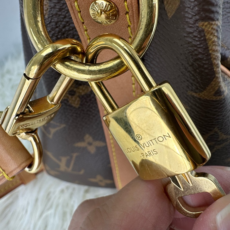 LV Speedy 25 啡色老花晶片款 手提單肩斜肩包-20