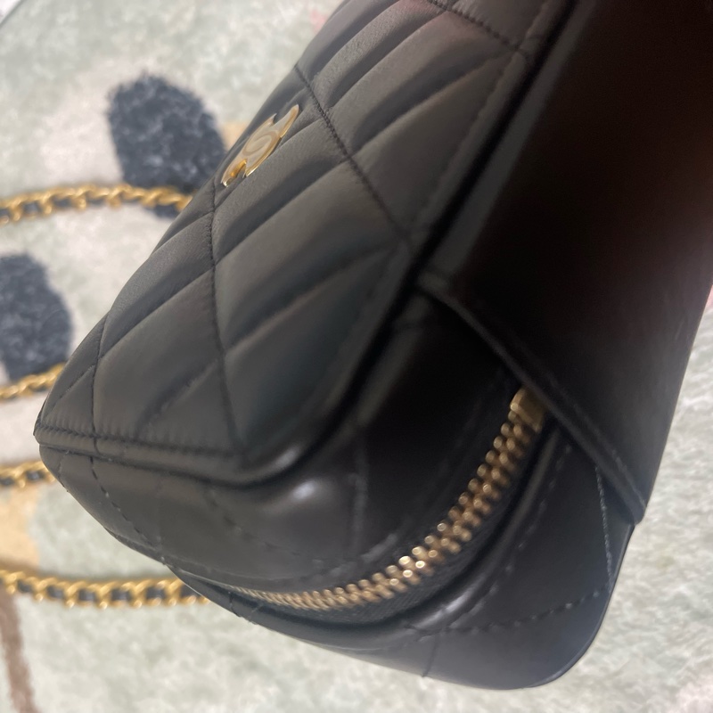 CHANEL Vanity Case 黑羊皮雙拉鍊手提斜背-4