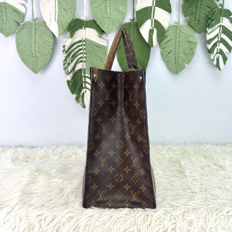 LV 經典老花拼色 On the go Gm size 晶片款 手提單肩包-2