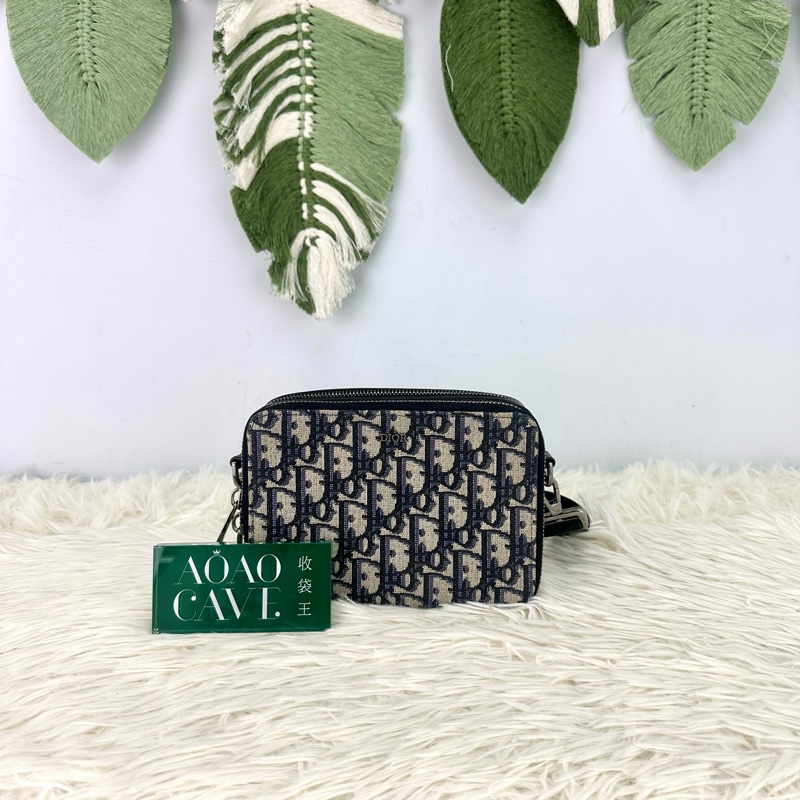 DIOR Oblique 米黑色緹花相機包 斜肩包-0