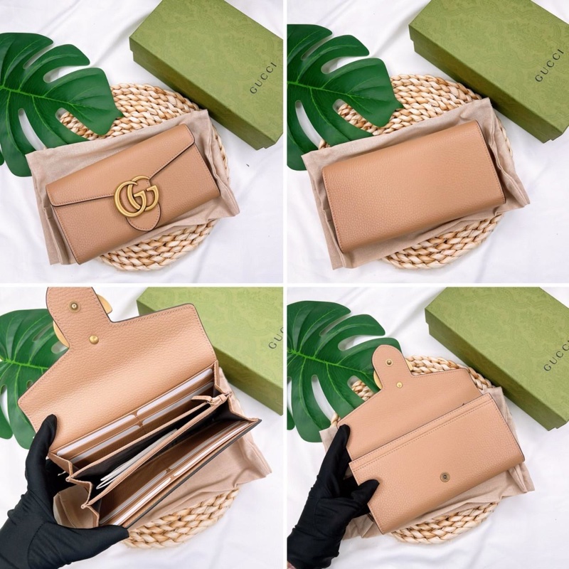 Gucci 雙G Logo 信封長夾 - 奶茶色-3