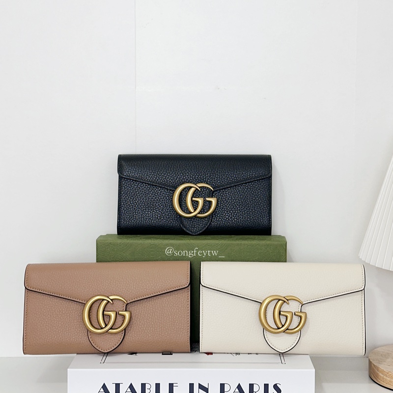 Gucci 雙G Logo 信封長夾 - 奶茶色-4