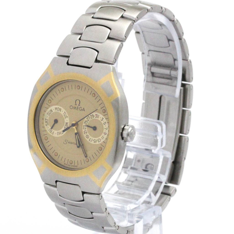 歐米茄海馬系列北極星日曆型18K金精鋼腕錶396.1022拋光款-1