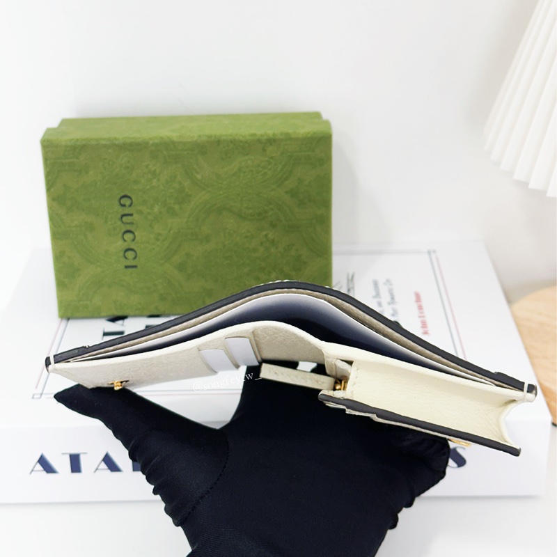 Gucci 經典款 緹花 兩折短夾-4