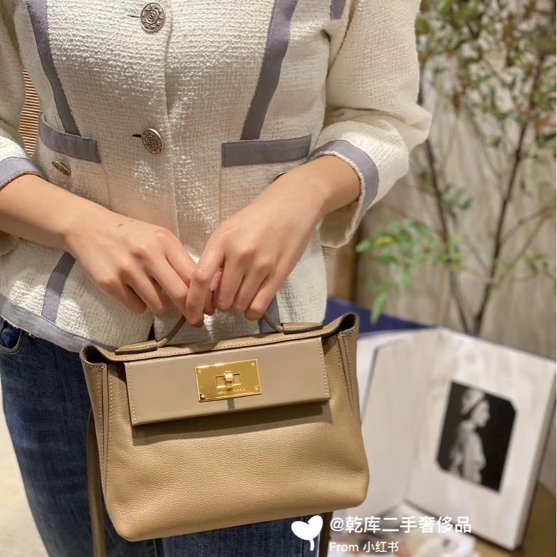 Hermes mini2424 威瑪犬拚大象灰金釦-4