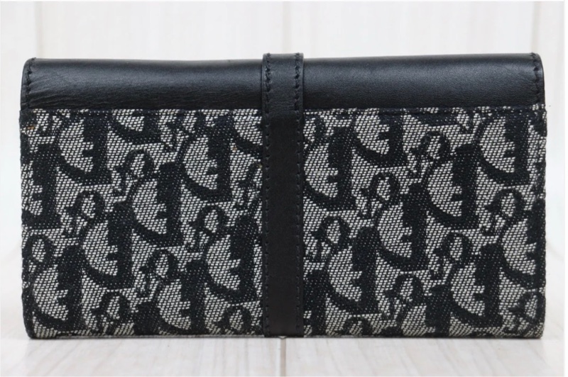 「JL精品代購」9新 Dior 老花翻蓋 長夾-1